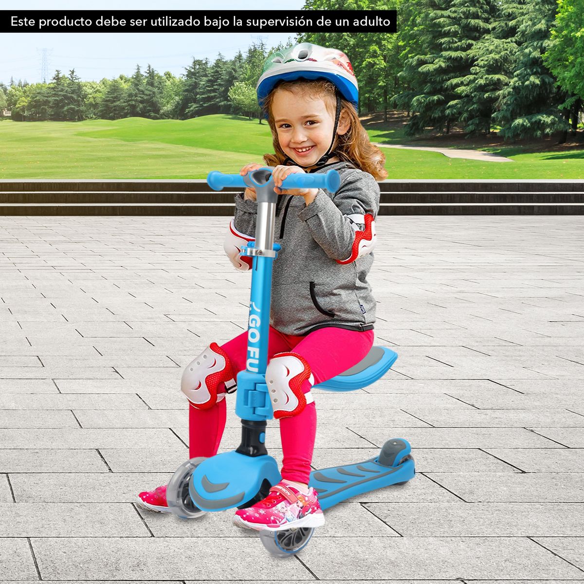 GO FUN - Scooter Infantil 2 en 1 GO FUN Azul