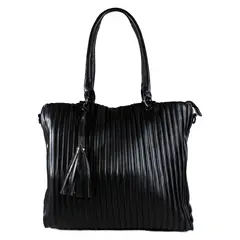 MAILEA - Cartera ecocuero full pliegues para mujer negro