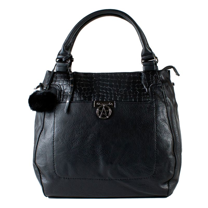 MAILEA - Cartera ecocuero piel cocodrilo para mujer negro