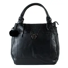MAILEA - Cartera ecocuero piel cocodrilo para mujer negro