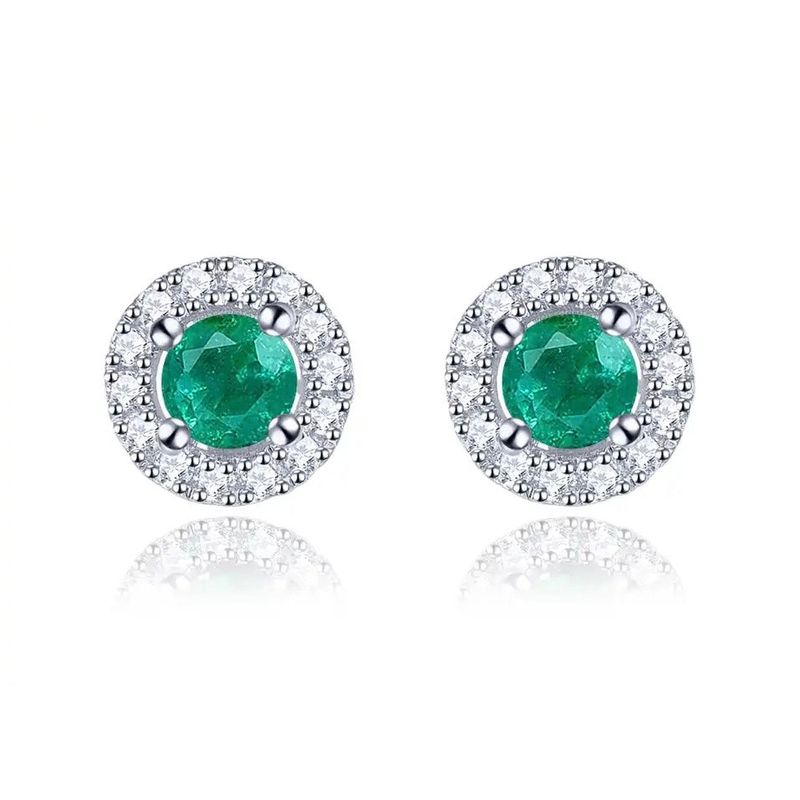 LA GARZA - Aros Esmeraldas Naturales Plata y Circones Blancos