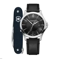 VICTORINOX - Reloj Alliance negro con navaja suiza negra
