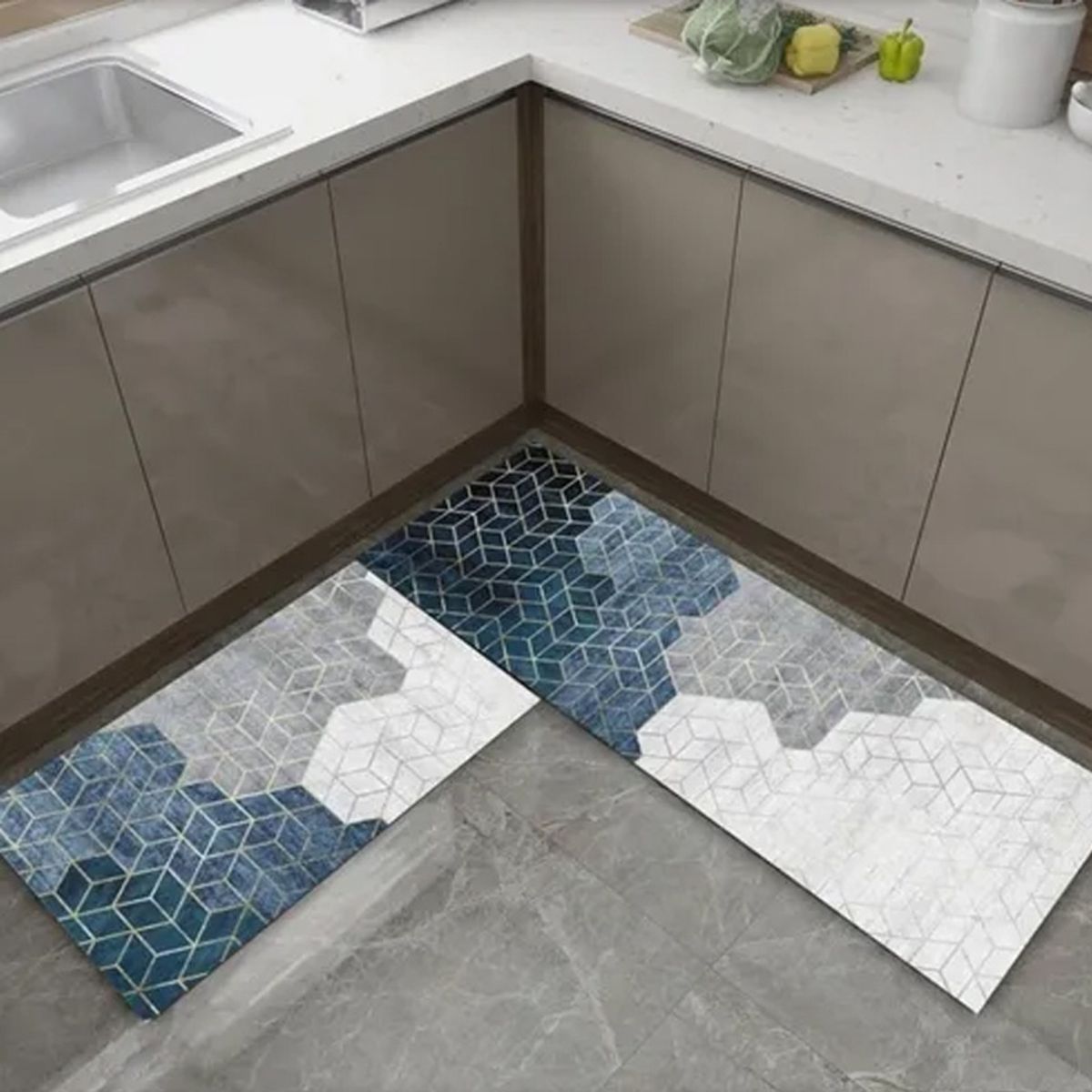 GENERICO - Set 2 Alfombra Cocina Piso Entrada Antideslizante