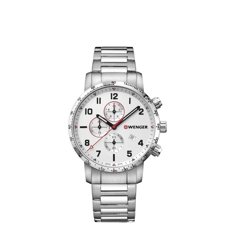WENGER - Reloj ATTITUDE CHRONO correa de acero inoxidable color Plata Wenger