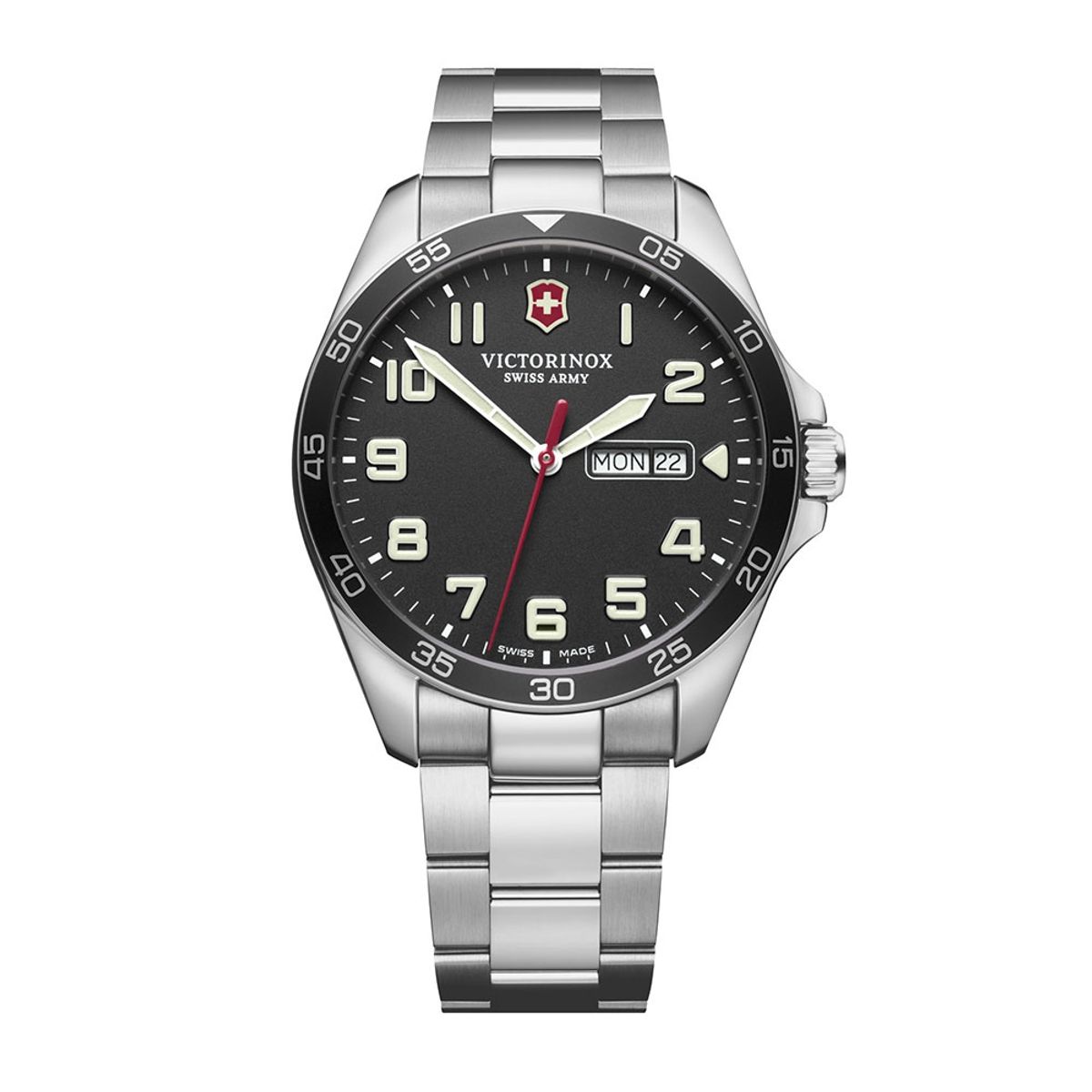 VICTORINOX - Reloj Fieldforce correa acero inoxidable dial negro Victorinox