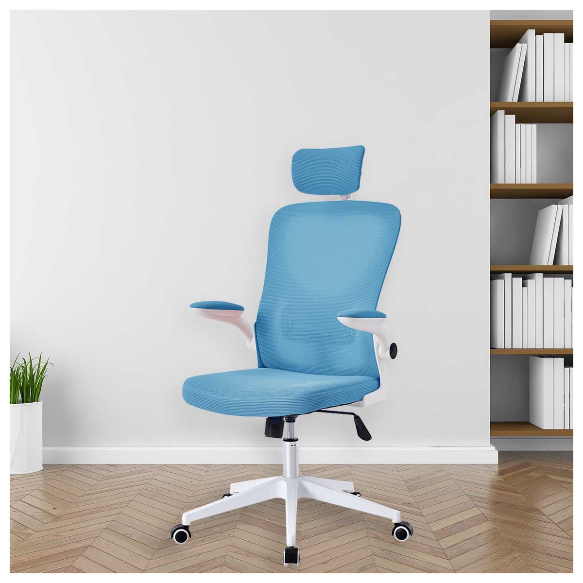 NOVAHUS - SILLA DE OFICINA DE MALLA , CON  REPOSACABEZAS  Y REPOSABRAZOS ABATIBLES