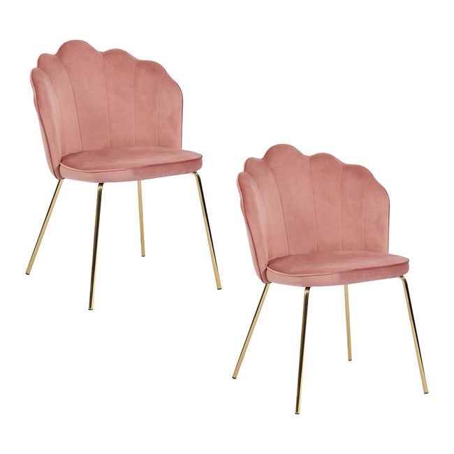 NOVAHUS - Pack 2 Sillas de Comedor de Terciopelo Rosa
