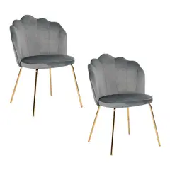 NOVAHUS - PACK 2 SILLA COMEDOR DE TERCIOPELO CON PATAS CROMADAS