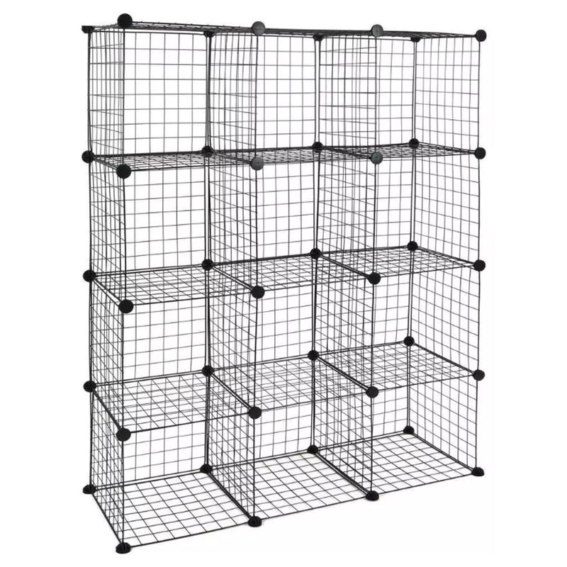INSPIRACCI - Armario Organizador Metálico 12 Cubos Negro 105x42x140 cm