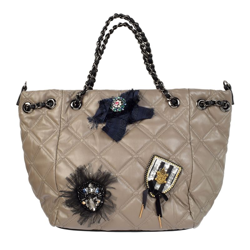 MAILEA - Cartera ecocuero acolchada para mujer gris