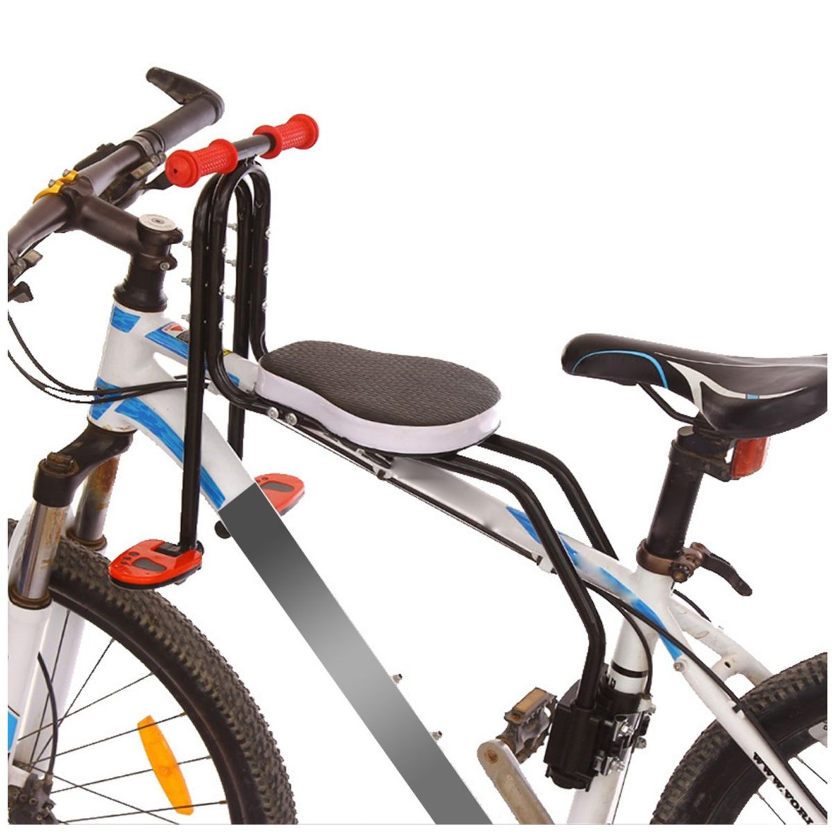 SPORTIME - Silla Auxiliar Bicicleta Asiento Delantero Bicicleta Para Niños Negro Sportime