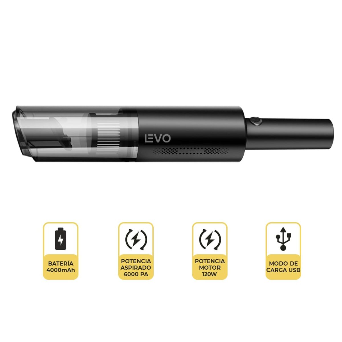 LEVO - Aspiradora Inalámbrica Portátil Xpira Negra Levo