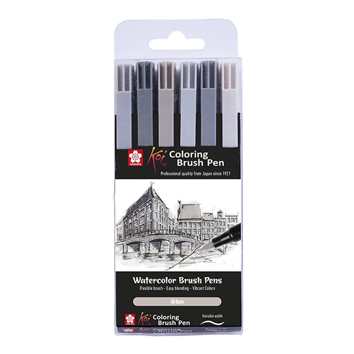 SAKURA - Plumones Punta Pincel Sakura Koi Set 6 Grises