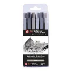 SAKURA - Plumones Punta Pincel Koi Set 6 Grises