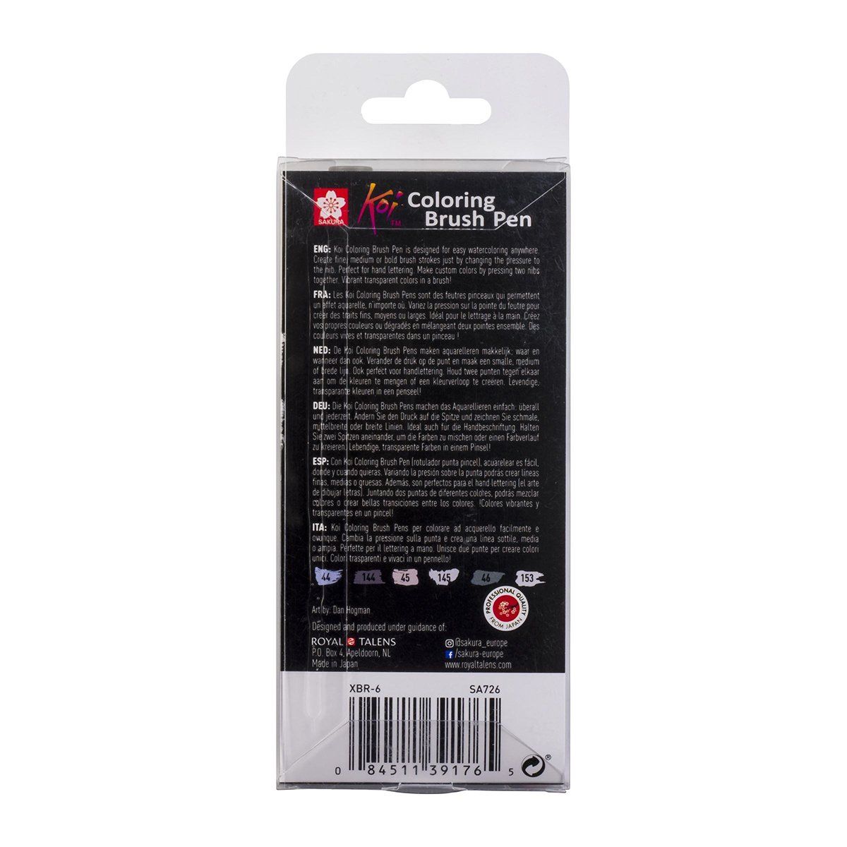 SAKURA - Plumones Punta Pincel Sakura Koi Set 6 Grises