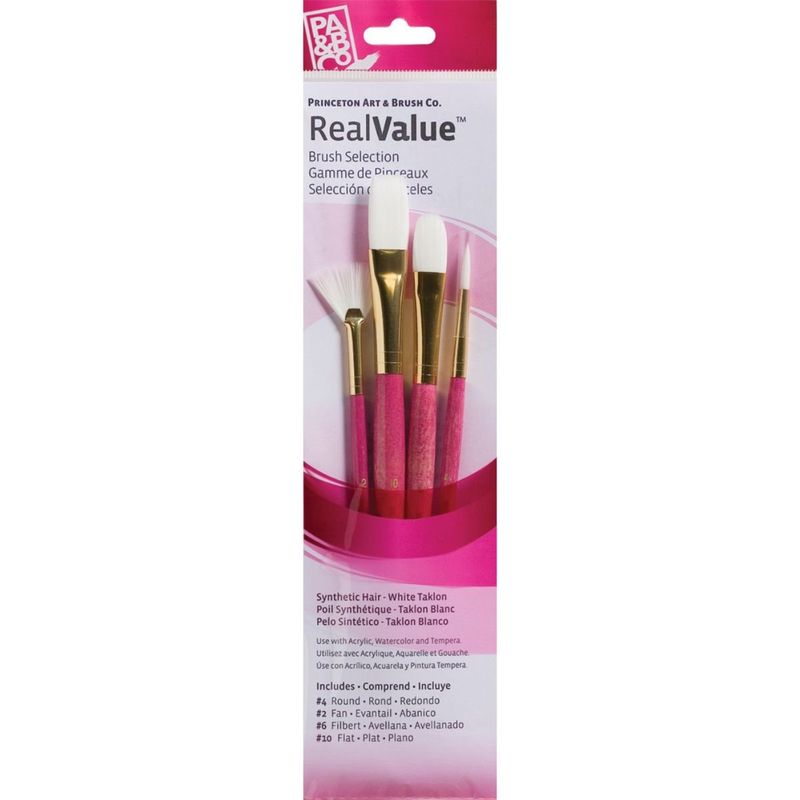 PRINCETON - Pinceles Princeton Mango Corto Fucsia Pelo Sintético Set 4