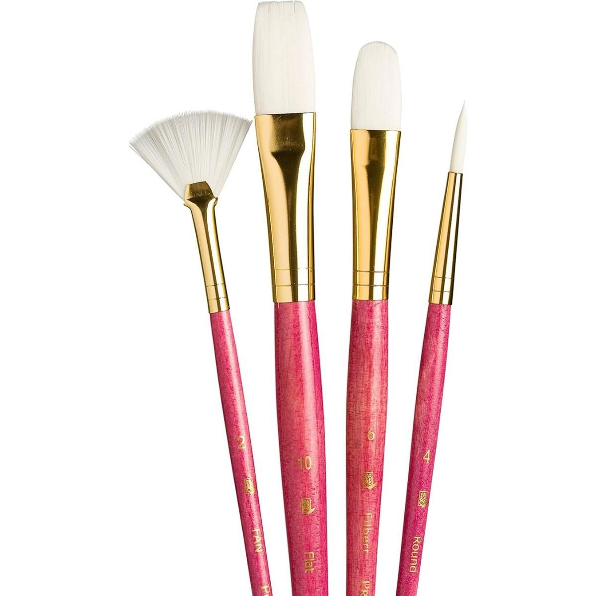 PRINCETON - Pinceles Princeton Mango Corto Fucsia Pelo Sintético Set 4