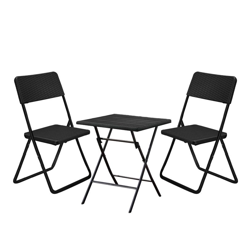 NOVAHUS - Set de Terraza Plegable 3 Piezas 46x53x84cm Café