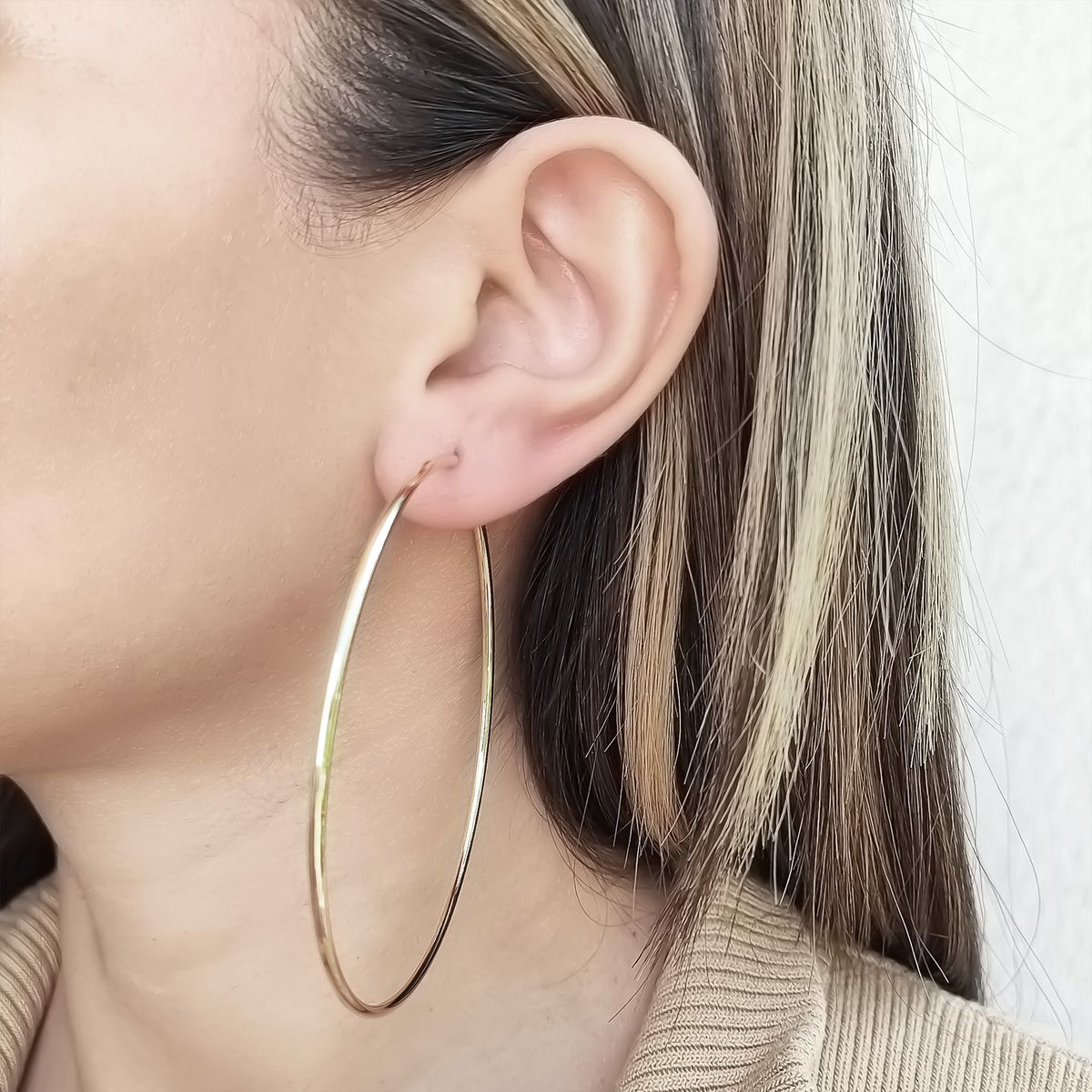 ANDREA COGGIOLA JOYAS - Aros Argolla 75mm Enchapado Oro 18K