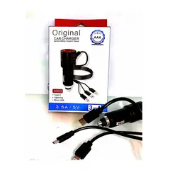 GENERICO - Cargador Para Auto 3 En 1 Practico Entrada iPhone/v8/t.c