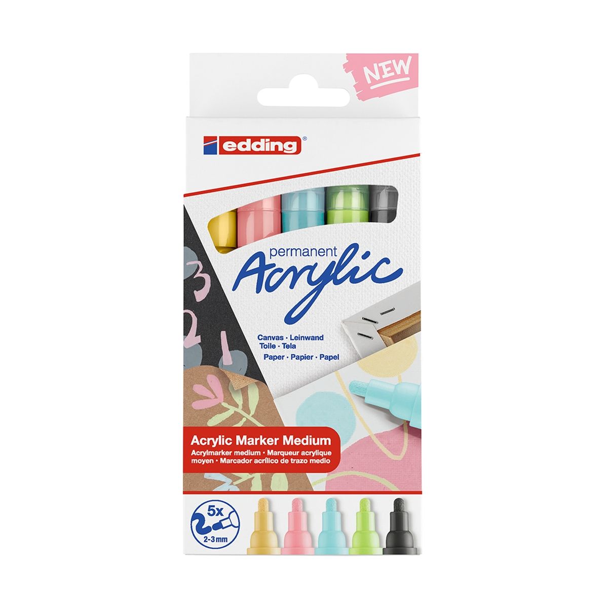 EDDING - Marcadores Acrílicos Edding 5100 Set 5 Colores Pasteles