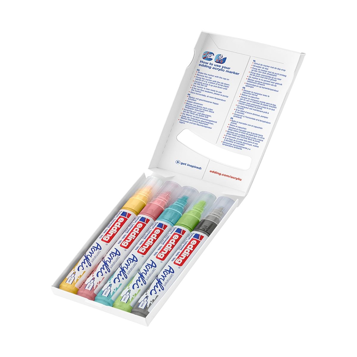 EDDING - Marcadores Acrílicos Edding 5100 Set 5 Colores Pasteles