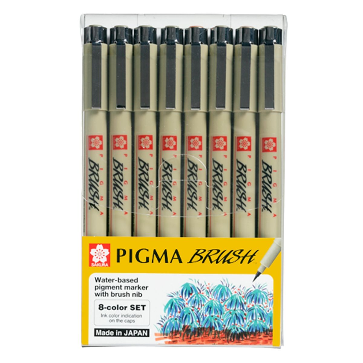 SAKURA - Plumones Punta Pincel Sakura Pigma Set 8 Colores