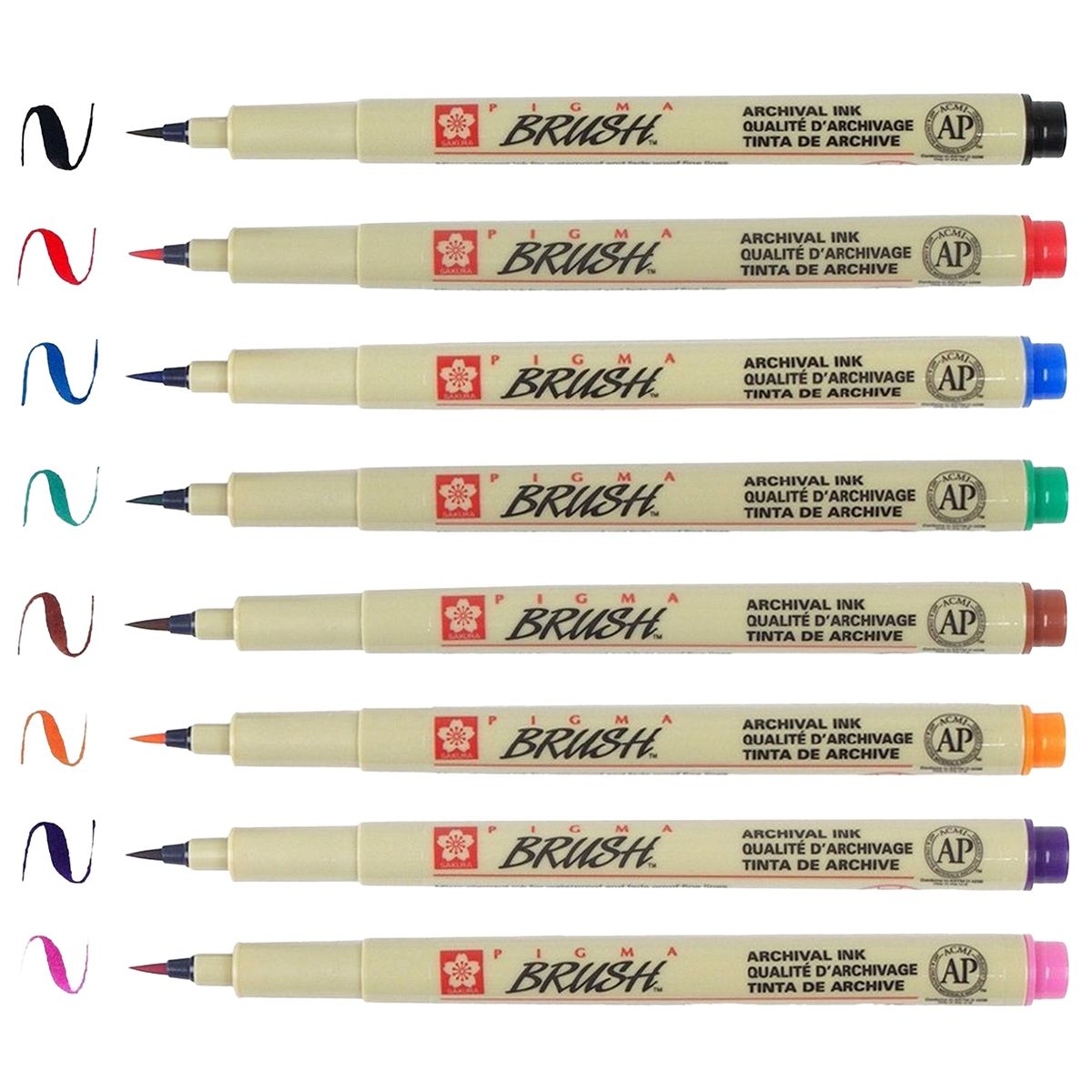 SAKURA - Plumones Punta Pincel Sakura Pigma Set 8 Colores