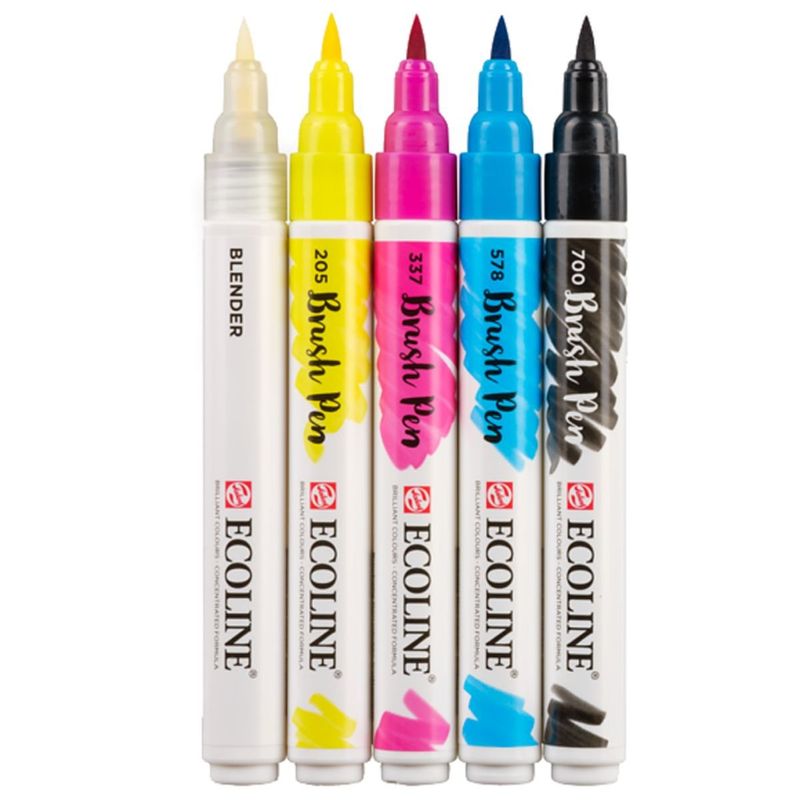 Royal Talens - Marcadores Acuarela Ecoline Set 5 Colores Primarios