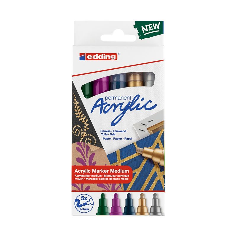 EDDING - Marcadores Acrílicos Edding 5100 Set 5 Colores Festivos