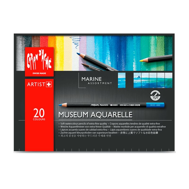 CARAN D'ACHE - Lápices Acuarela Museum Aquarelle Caran D Ache Set 20 Marine