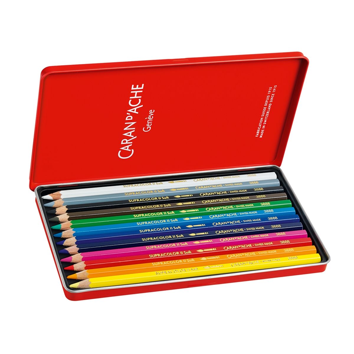 CARAN D'ACHE - Lápices Acuarela Supracolor Caran d Ache 12 Colores