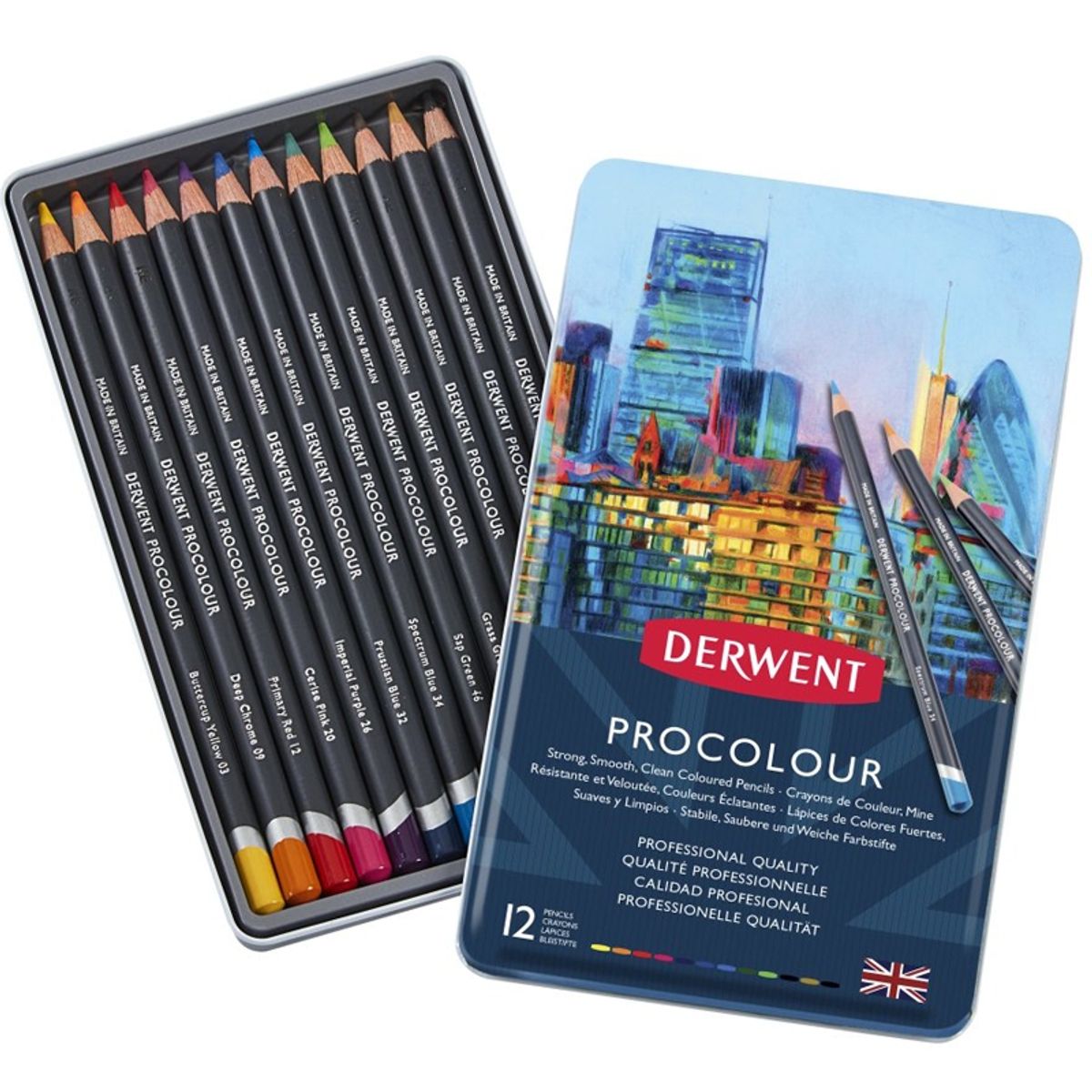 DERWENT - Lápices de Colores Procolour Derwent Set 12