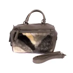 MAILEA - Cartera ecocuero piel frontal para mujer gris