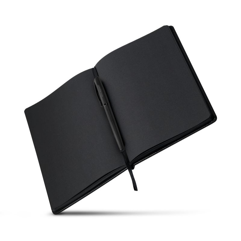 MENNT - Cuaderno Hojas Negras Planner A5 Agenda Lápiz + 3 Repuestos