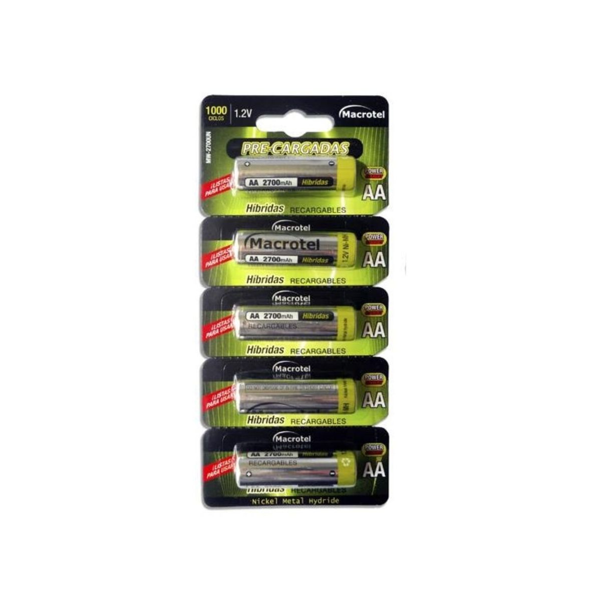 MACROTEL - Pila Recargable Macrotel Híbrida Aa X5 2700mah / Superstore