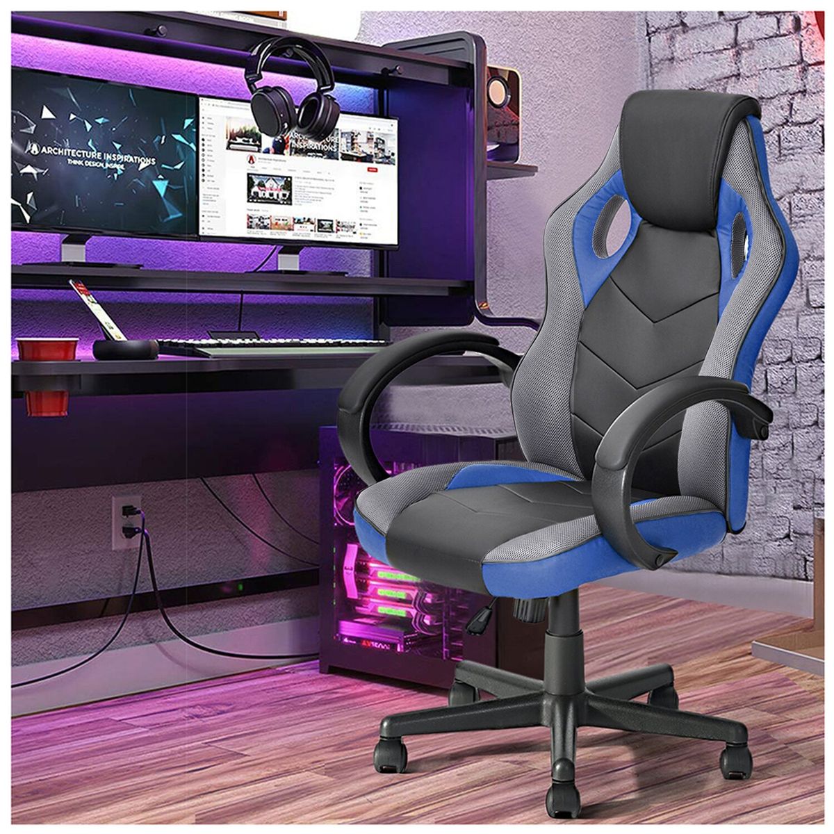 NOVAHUS - SILLA GAMER PU FLOW AZUL