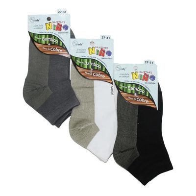 Imagen 2 del producto 12 Calcetines Tobilleras Para Niños Bambú - Cobre - Sin Costura