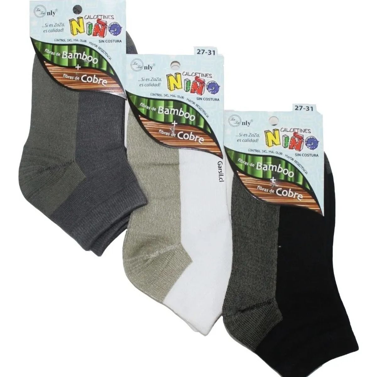 GARSIL - 12 Calcetines Tobilleras Para Niños Bambú - Cobre - Sin Costura
