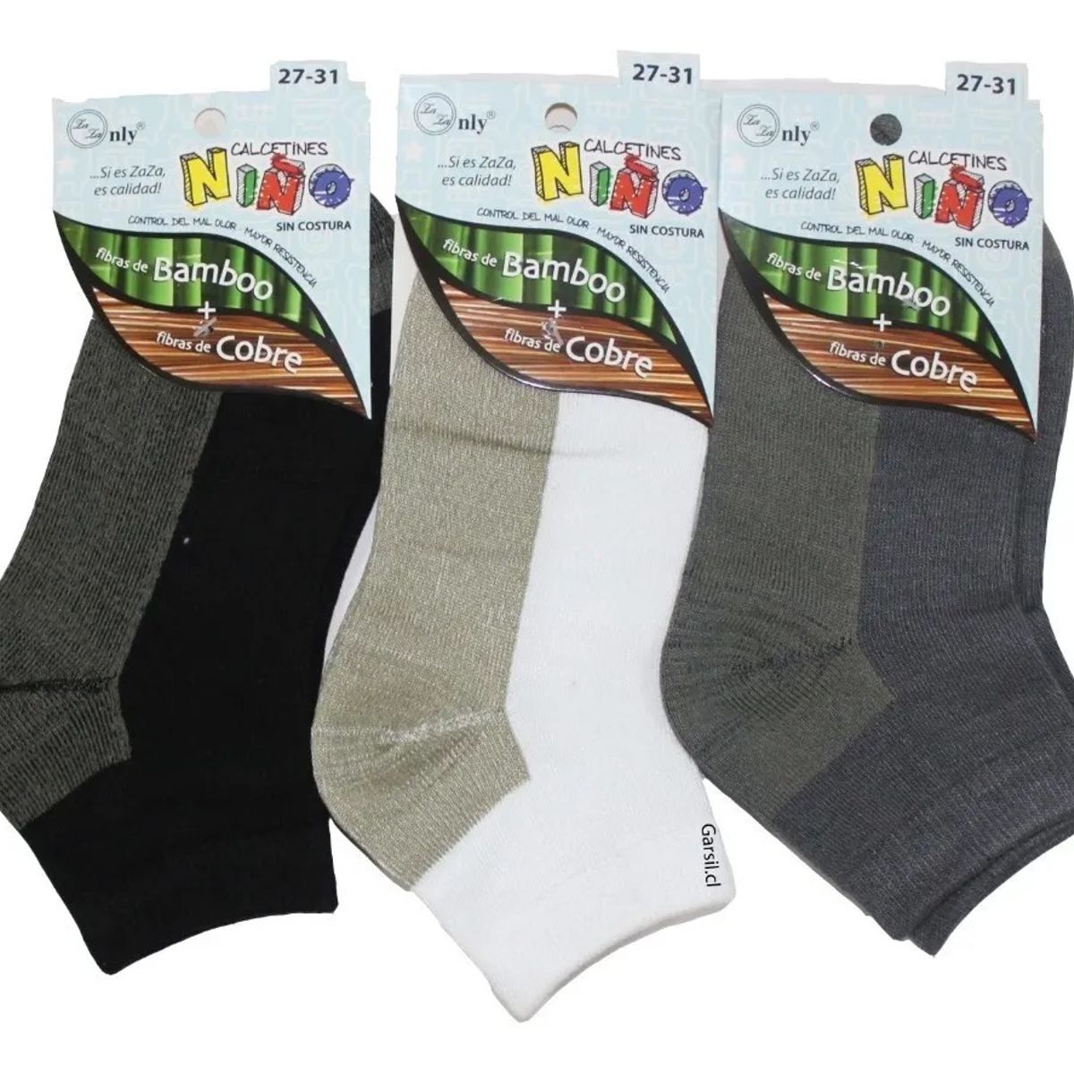 GARSIL - 6 Calcetines Tobilleras Para Niños Bambú - Cobre - Sin Costura