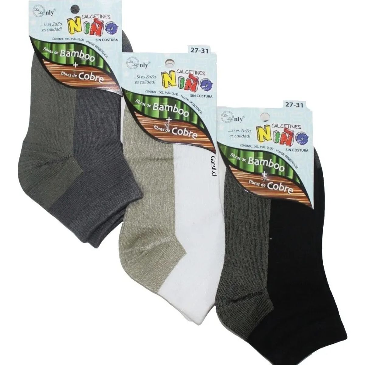 GARSIL - 6 Calcetines Tobilleras Para Niños Bambú - Cobre - Sin Costura