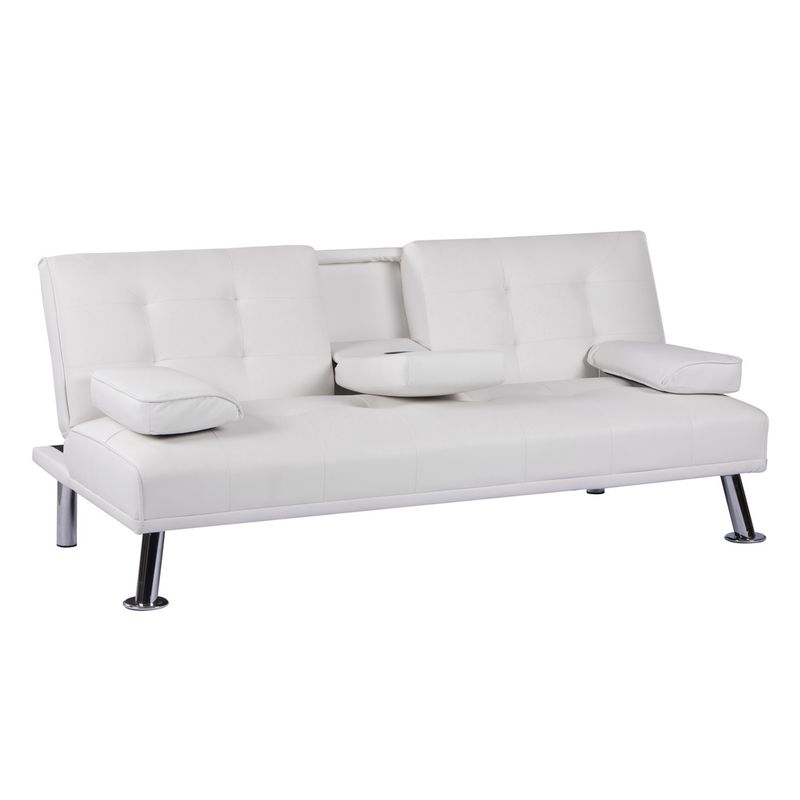 NOVAHUS - Futón con Apoya Vasos de PU 72x79x167 cm Blanco