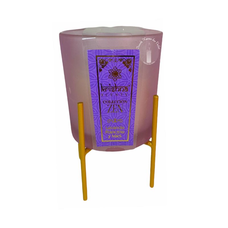 GENERICO - Vela Vidrio Krishna Zen Lavanda Francesa con Base