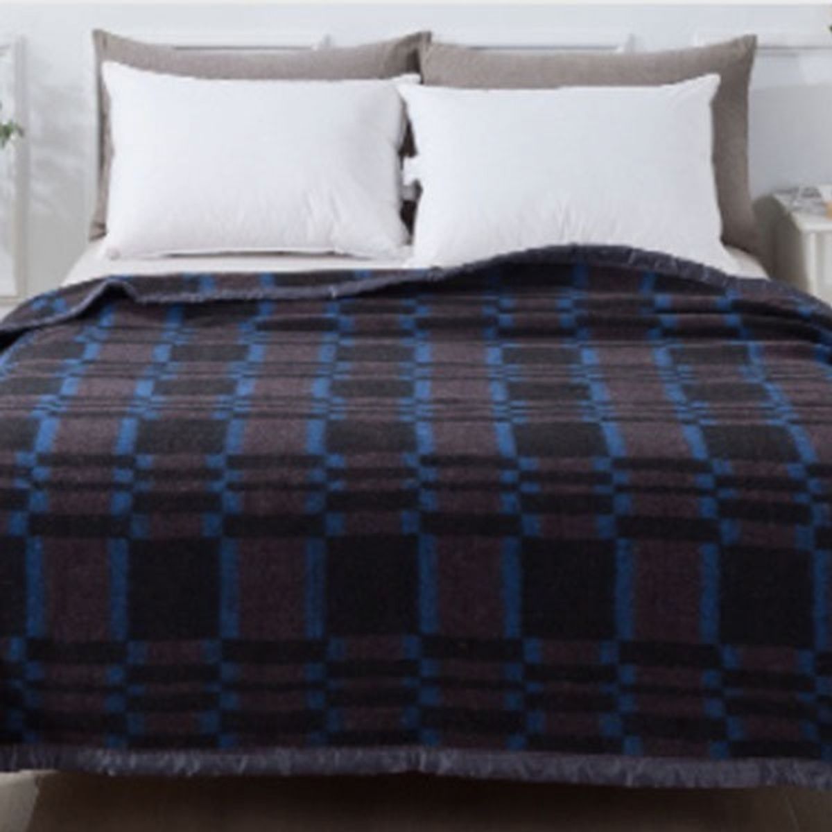 CHANTILLY - Frazada Térmica Jacquard Azul Negro 2 Plazas