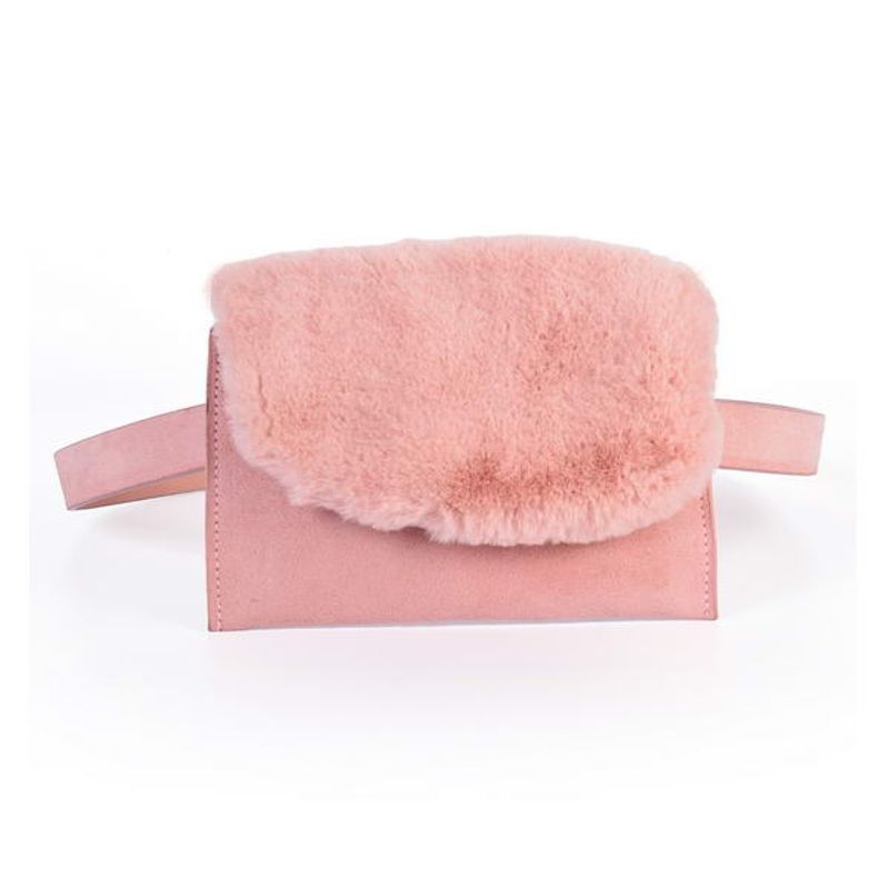 MAILEA - Cinturon bolsillo pelo mujer rosado