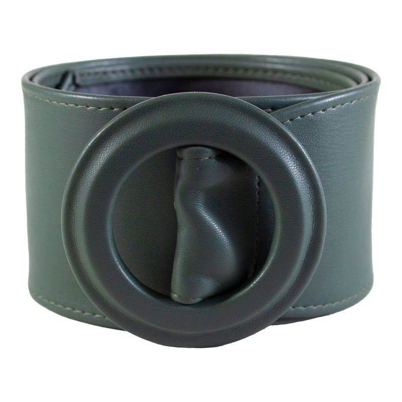 MAILEA - Cinturon faja hebilla redonda mujer gris.-