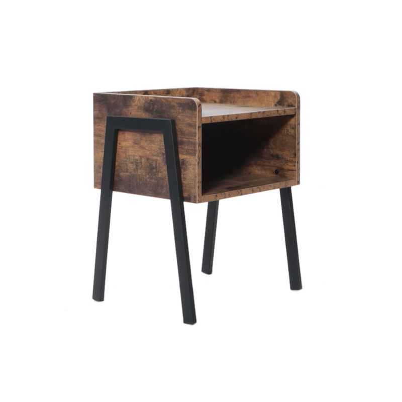 NOVAHUS - Velador Madera Patas Acero Café