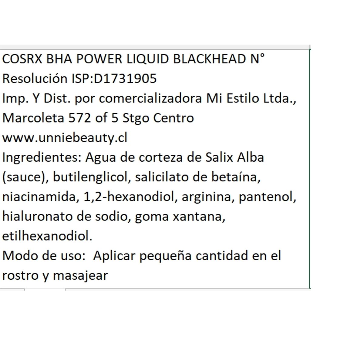 COSRX - Tratamiento puntos negros BHA Blackhead Power Liquid COSRX