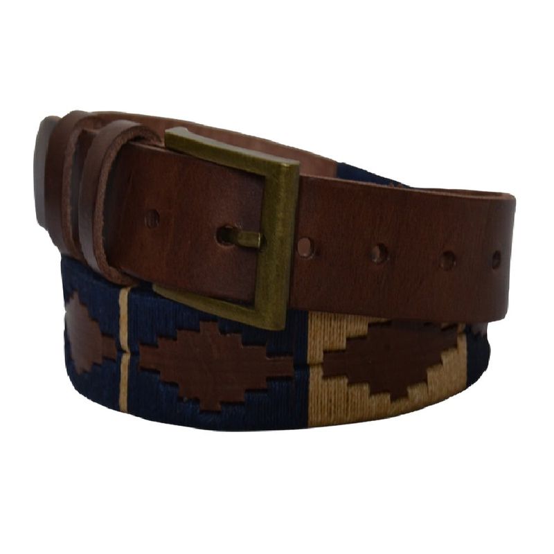 RAIQUEN - Cinturón Cuero Bordado Pampa Café Talla XL Raiquen