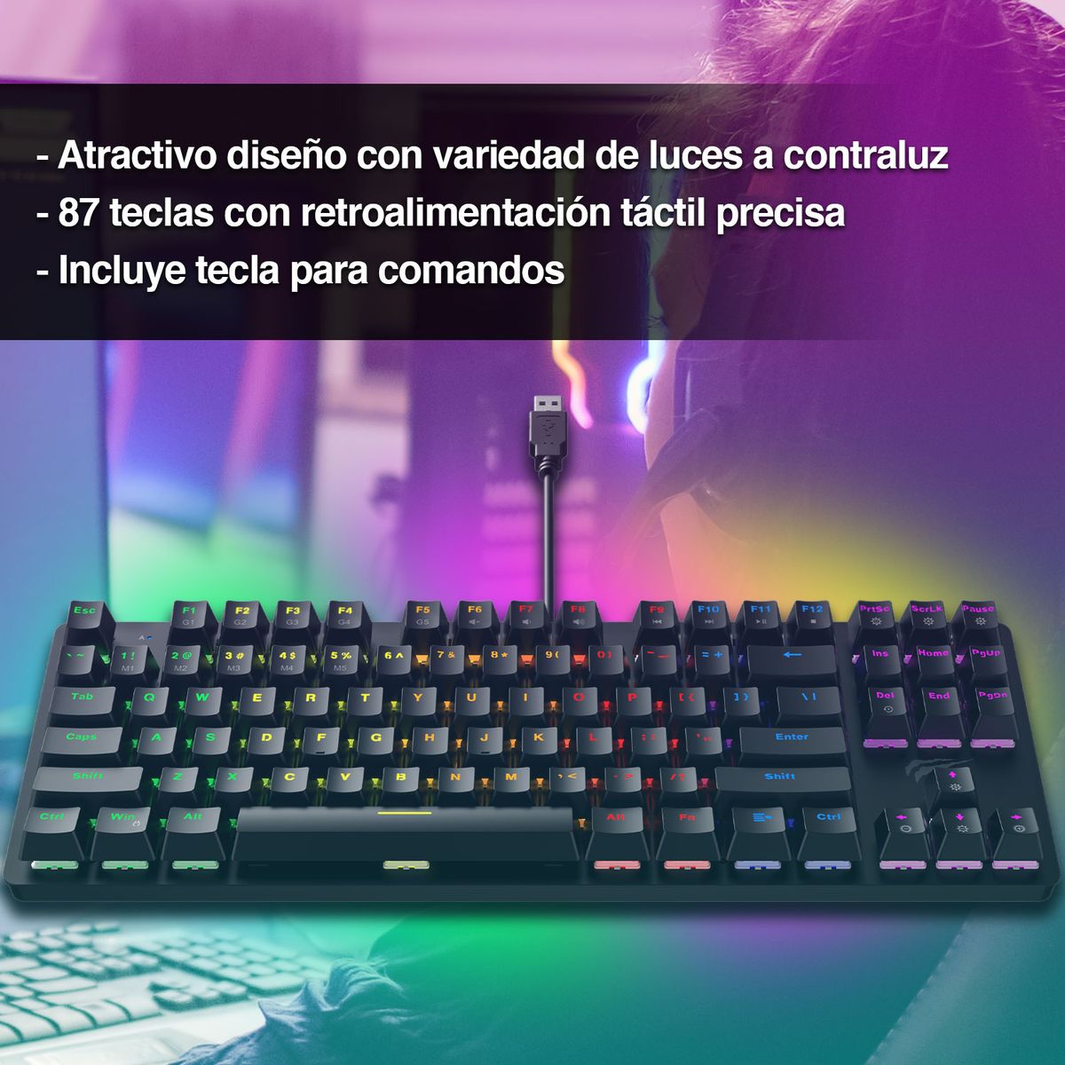 HAVIT - Teclado Mecánico TKL Gamer Switch KB869 Negro